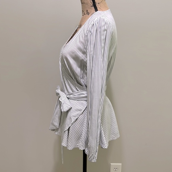 Loft Brand. Size Small. Wrap Around Blue & White Stripe Women’s Blouse. - Picture 3 of 8